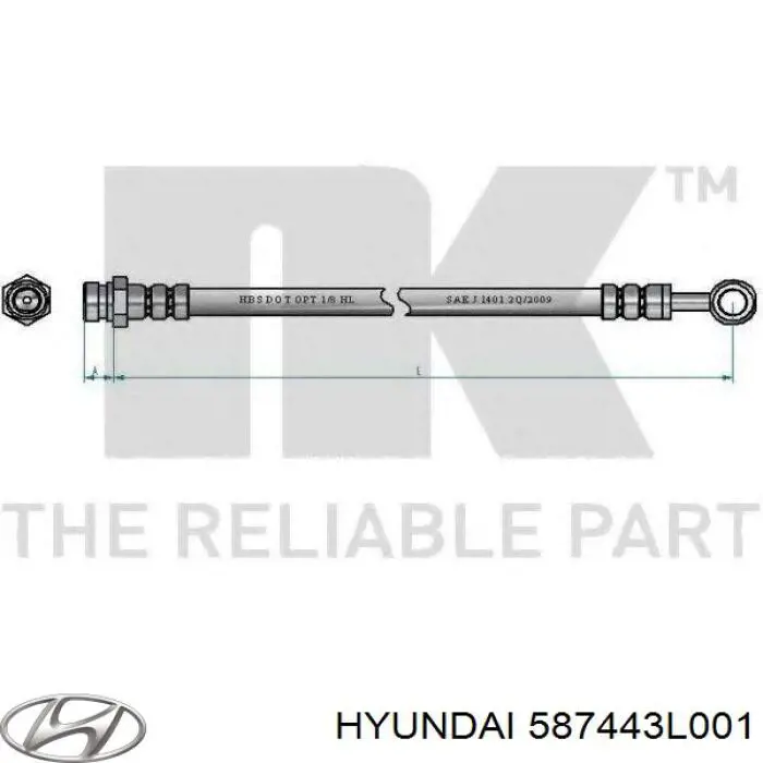 Шланг гальмівний задній Hyundai/Kia 587443L001 ціна, від 9.97 USD