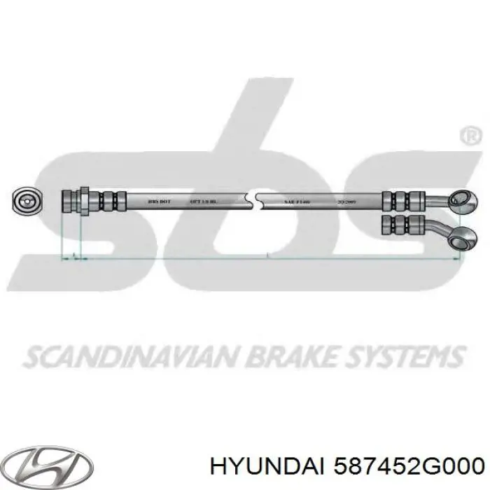 Купити 587452G000 Hyundai/Kia Шланг гальмівний задній, правий