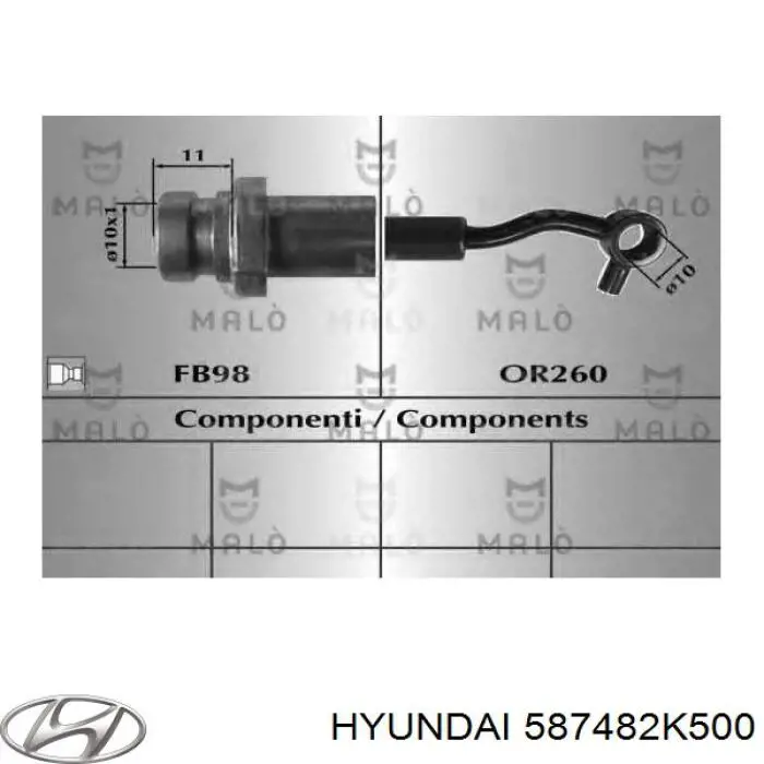 587482K500 Hyundai/Kia Шланг гальмівний задній, правий