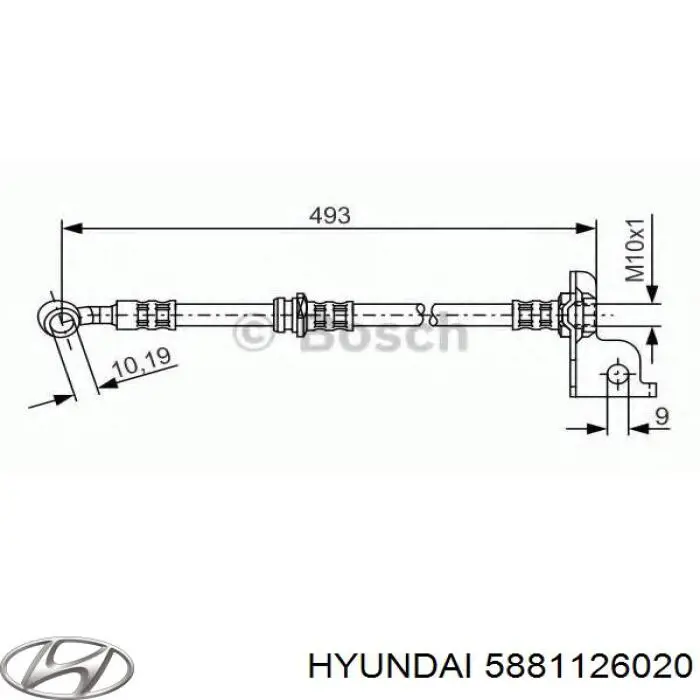 5881126020 Hyundai/Kia шланг гальмівний передній, правий