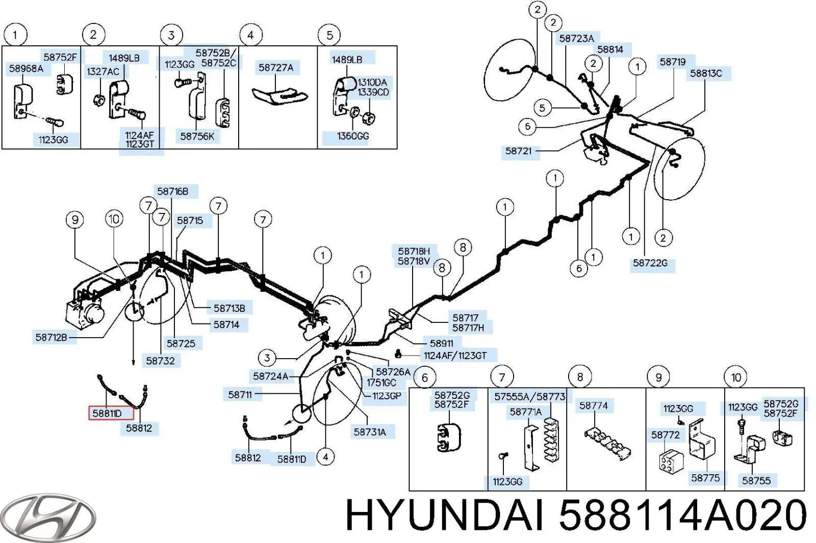 588114A020 Hyundai/Kia Гнучка гальмівна трубка передня