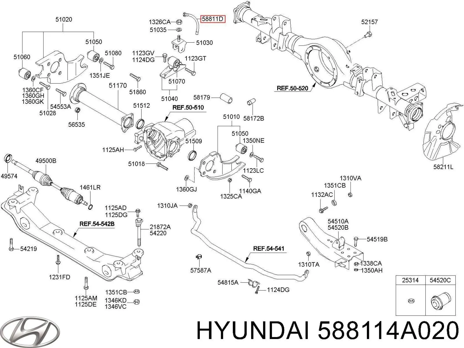 Шланг гальмівний передній Hyundai/Kia 588114A020 ціна, від 20.27 USD