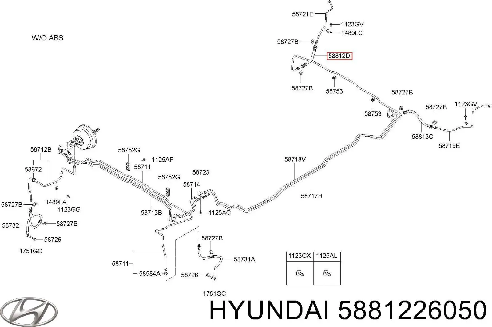 Купити 5881226050 Hyundai/Kia Шланг гальмівний задній, правий