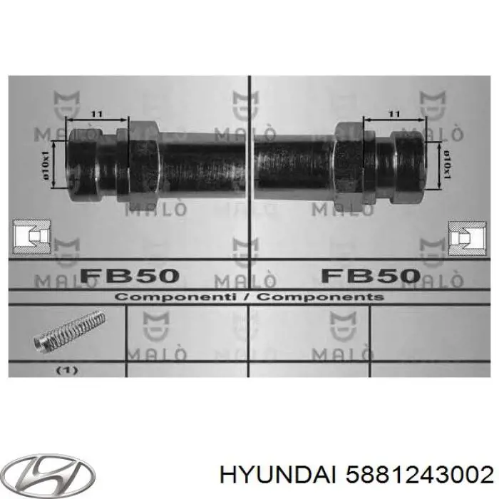 Шланг гальмівний задній Hyundai/Kia 5881243002 ціна, від 10.59 USD