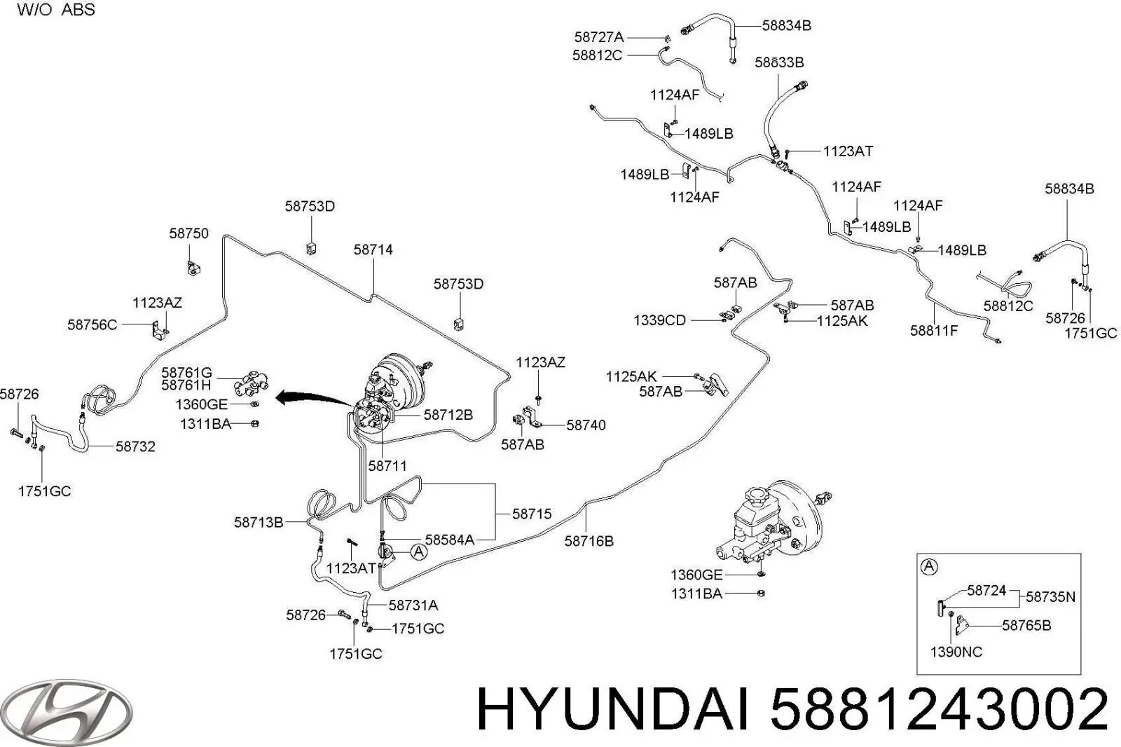 Купити 5881243002 Hyundai/Kia Шланг гальмівний задній