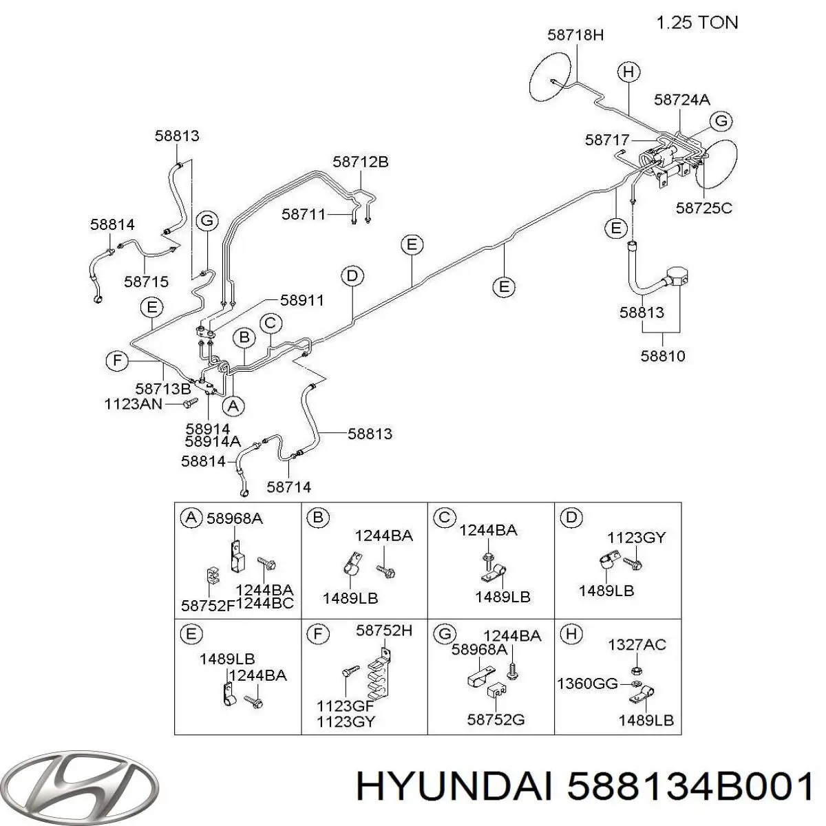 588134B001 Hyundai/Kia шланг гальмівний передній