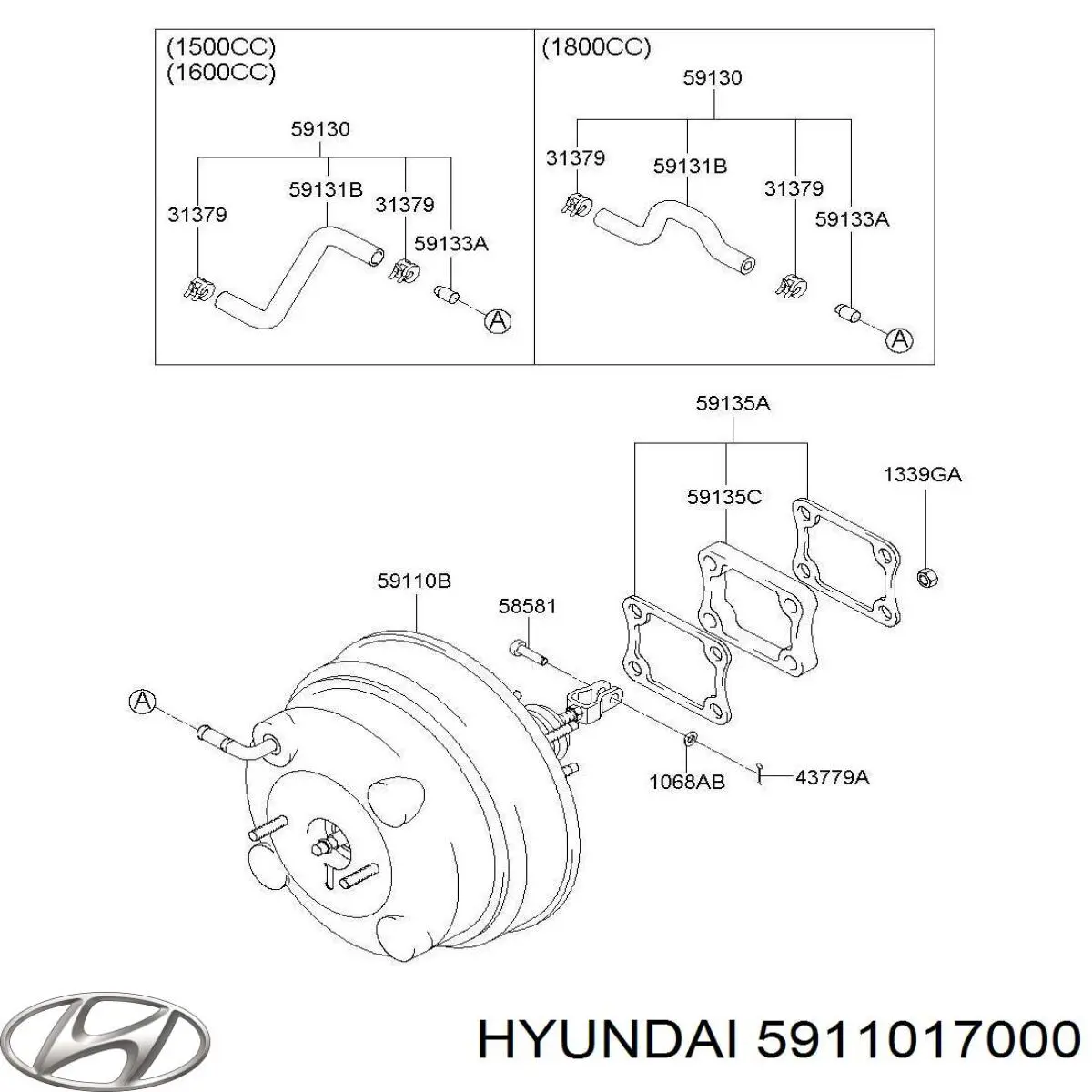 Підсилювач гальм вакуумний на Hyundai Matrix  FC