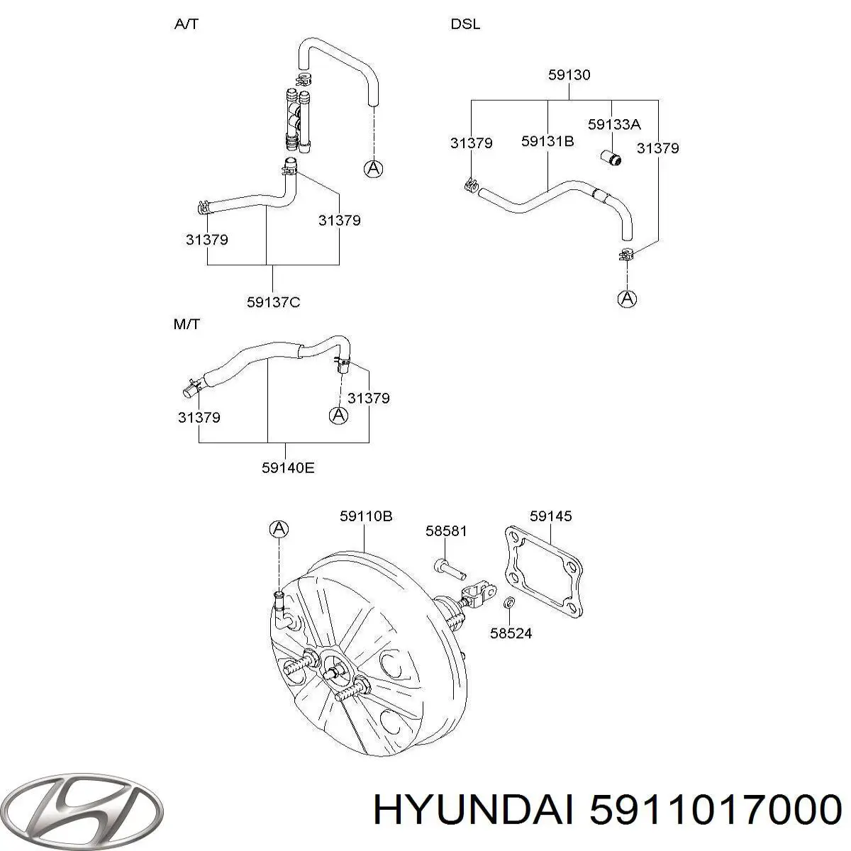 5911017000 Hyundai/Kia підсилювач гальм вакуумний