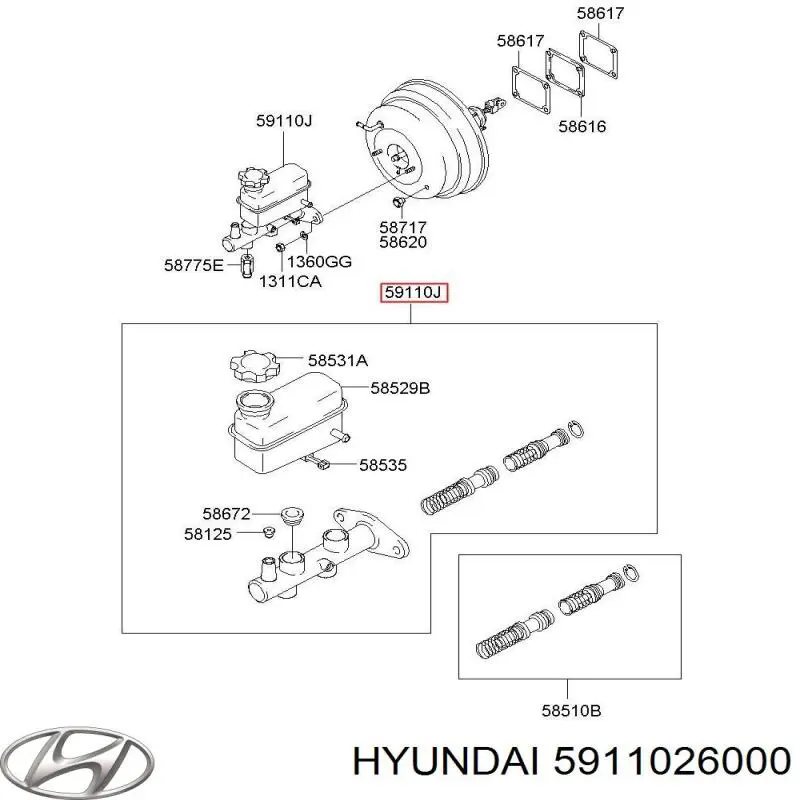 Купити 5911026000 Hyundai/Kia Головний гальмівний циліндр
