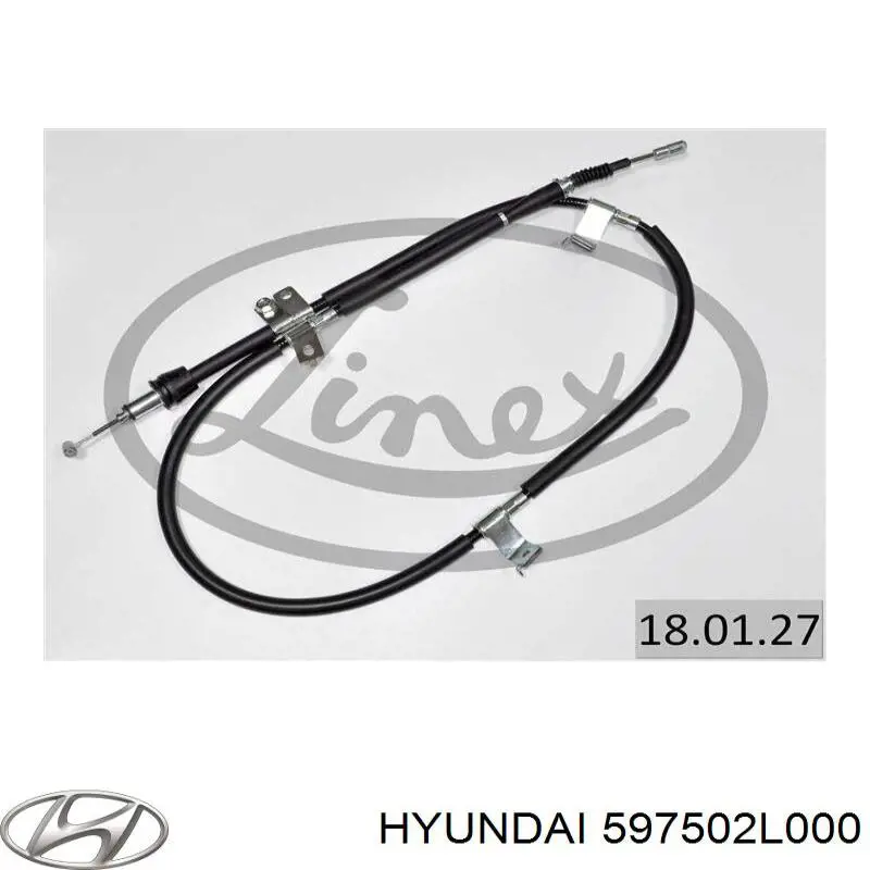 Купити 597502L000 Hyundai/Kia Трос ручного гальма, проміжний