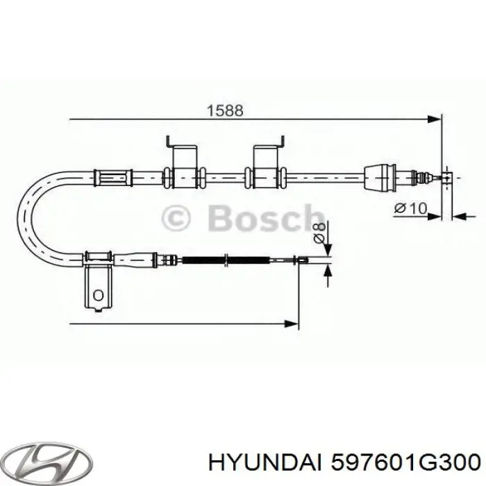 Трос стоянкового гальма задній лівий Hyundai/Kia 597601G300 ціна, від 16.28 USD