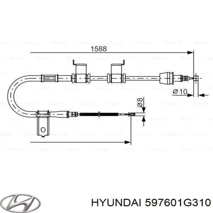 597601G310 Hyundai/Kia трос ручного гальма задній, лівий
