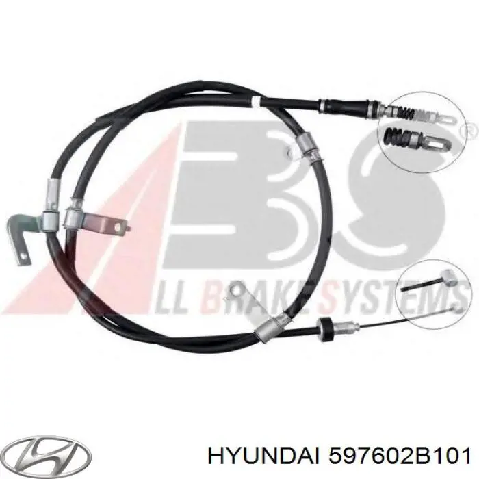 Купити 597602B101 Hyundai/Kia Трос ручного гальма задній, лівий