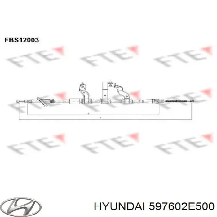 Купити 597602E500 Hyundai/Kia Трос ручного гальма задній, лівий