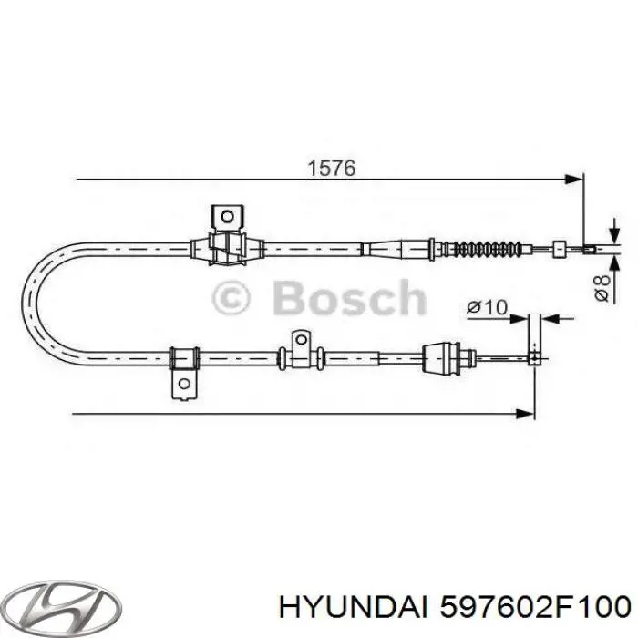 597602F100 Hyundai/Kia Трос ручника задній лівий