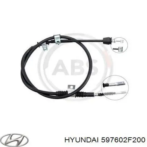 597602F200 Hyundai/Kia трос ручного гальма задній, лівий