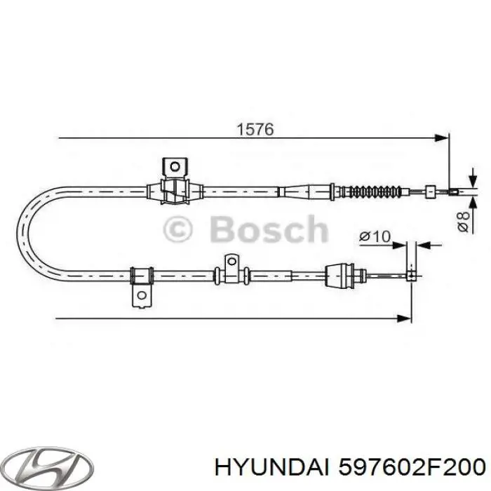 Трос стоянкового гальма задній лівий Hyundai/Kia 597602F200 ціна, від 14.20 USD