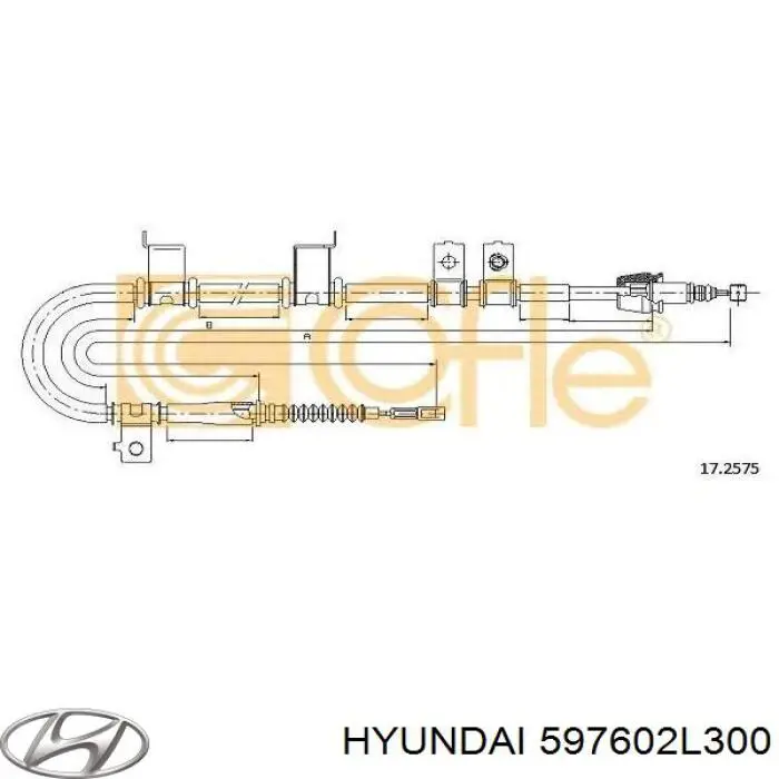 Купити 597602L300 Hyundai/Kia Трос ручного гальма задній, лівий