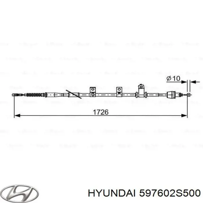 Купити 597602S500 Hyundai/Kia Трос ручного гальма задній, лівий