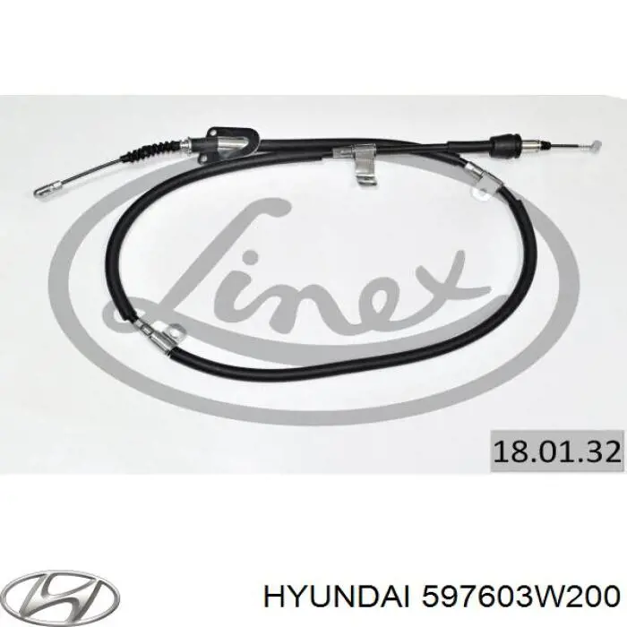 Купити 597603W200 Hyundai/Kia Трос ручного гальма задній, лівий