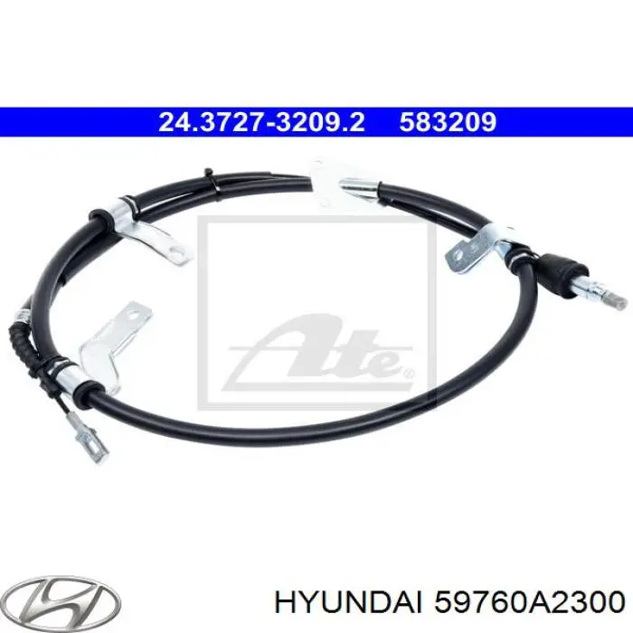 59760A2300 Hyundai/Kia трос ручного гальма задній, лівий