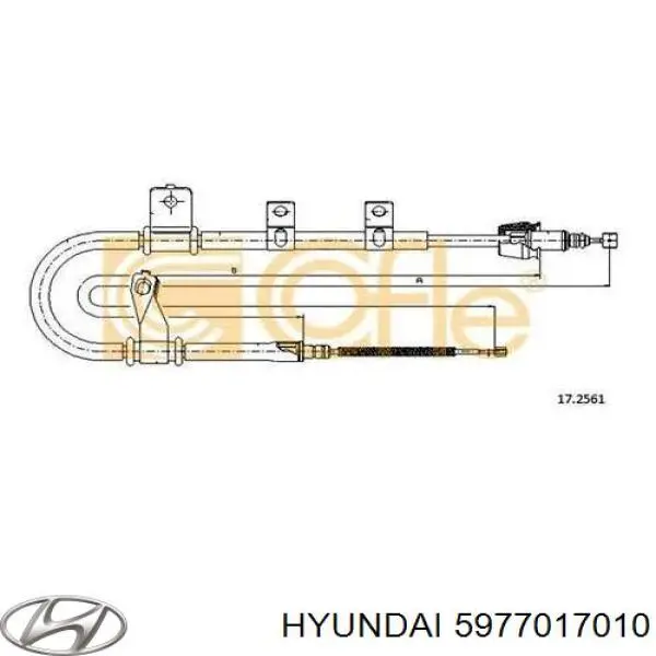 Купити 5977017010 Hyundai/Kia Трос ручного гальма задній, правий