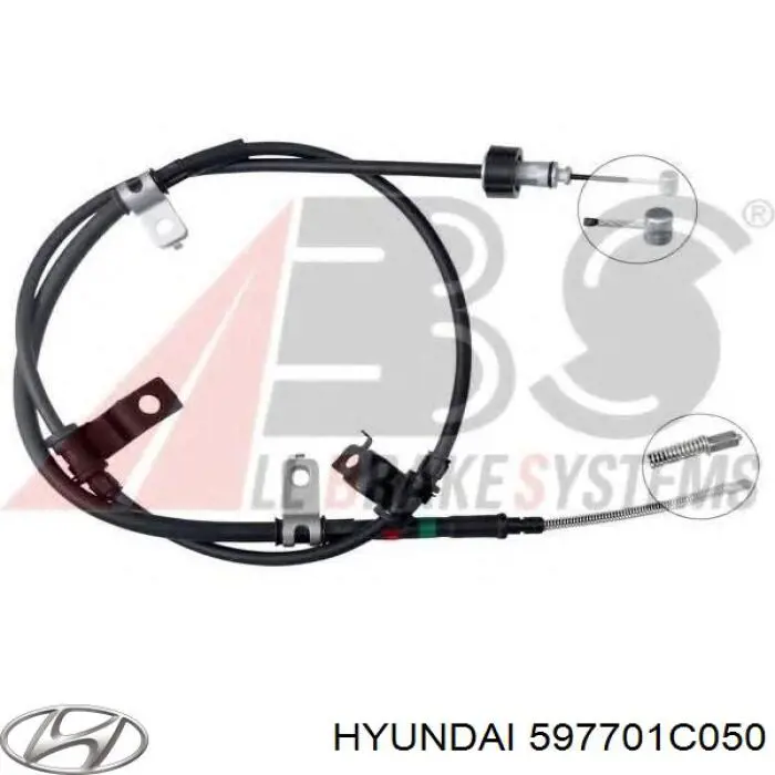 597701C050 Hyundai/Kia трос ручного гальма задній, правий