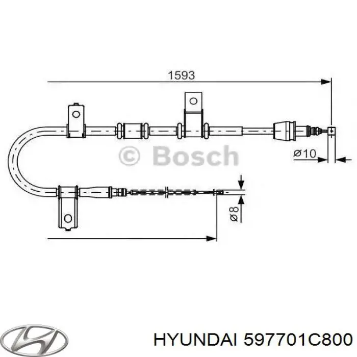 Трос стоянкового гальма задній правий Hyundai/Kia 597701C800 ціна, від 15.90 USD