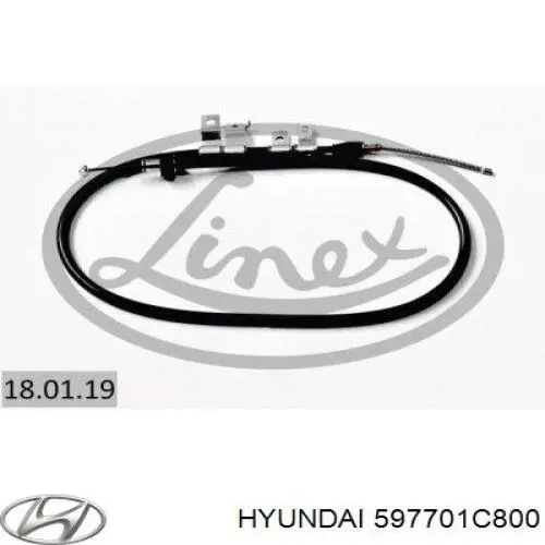Купити 597701C800 Hyundai/Kia Трос ручного гальма задній, правий