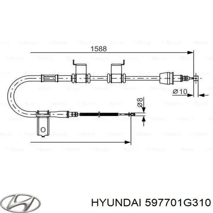 Трос стоянкового гальма задній правий Hyundai/Kia 597701G310 ціна, від 34.64 USD