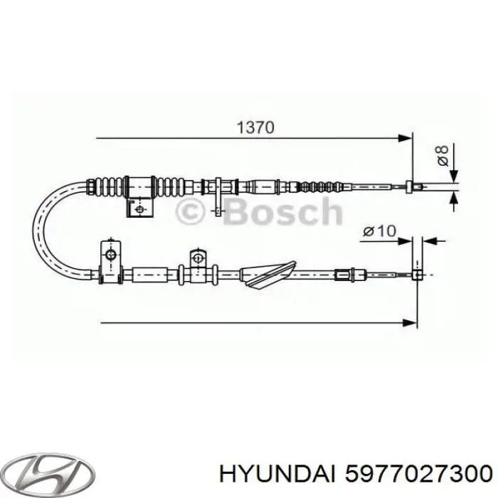 5977027301 Hyundai/Kia трос ручного гальма задній, правий