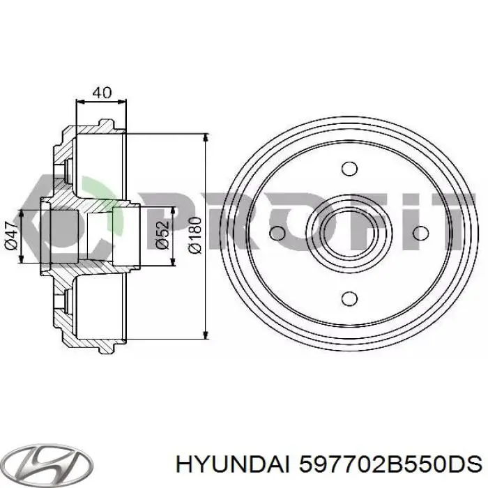 Трос ручного гальма задній, правий 597702B550DS Hyundai/Kia