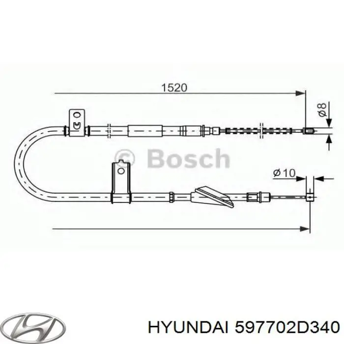 Трос стоянкового гальма задній правий KAP 597702D340 ціна, від 15.44 USD