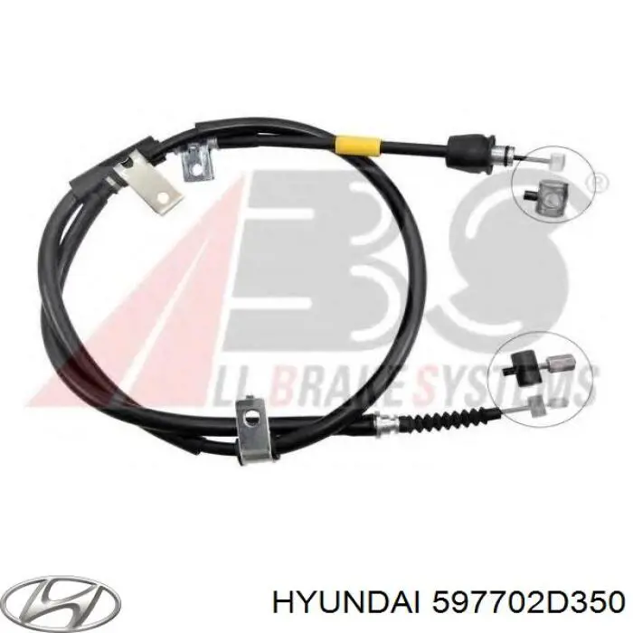597702D350 Hyundai/Kia трос ручного гальма задній, правий