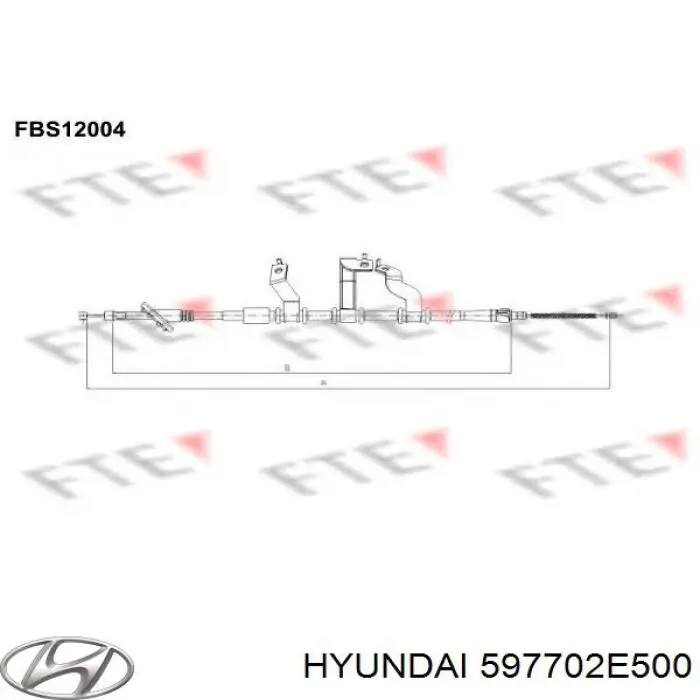 597702E500 Hyundai/Kia трос ручного гальма задній, правий