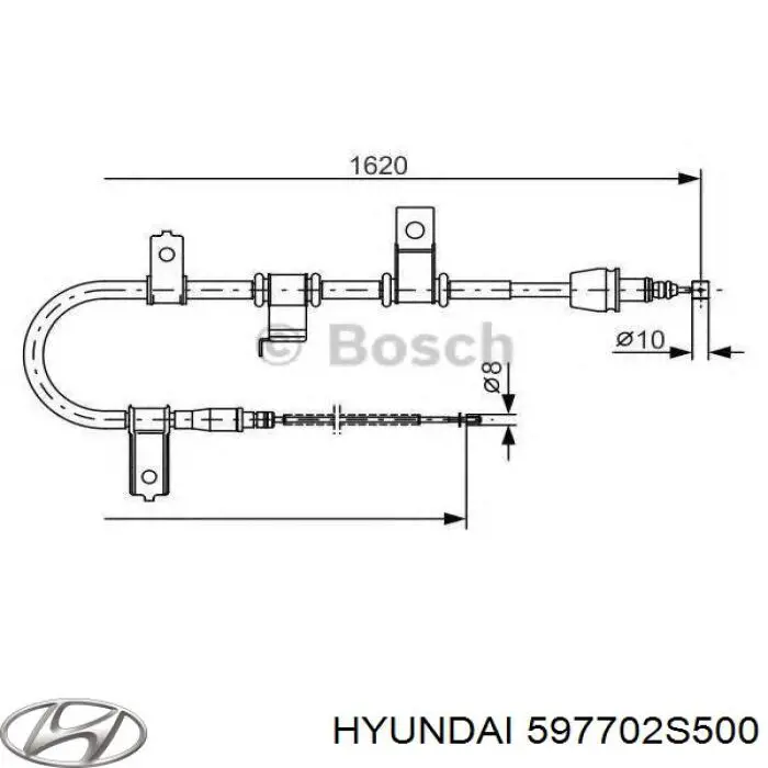 Купити 597702S500 Hyundai/Kia Трос ручного гальма задній, правий