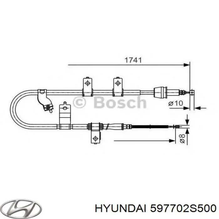 Трос стоянкового гальма задній правий Hyundai/Kia 597702S500 ціна, від 24.57 USD