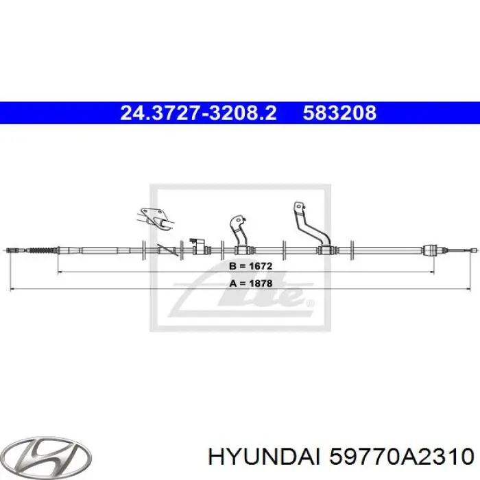 Трос стоянкового гальма задній правий Hyundai/Kia 59770A2310 ціна, від 33.18 USD