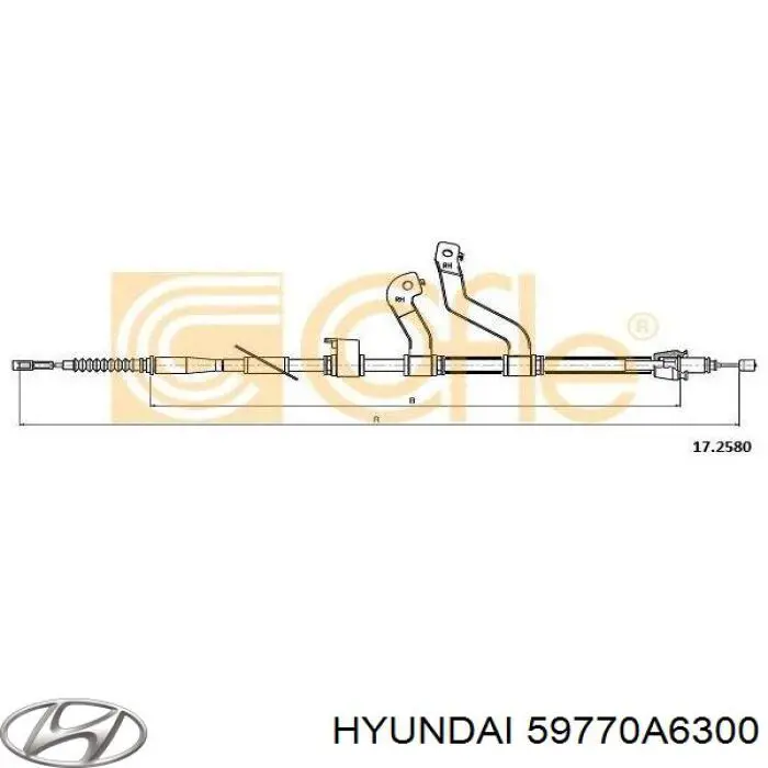 59770A6300 Hyundai/Kia трос ручного гальма задній, правий