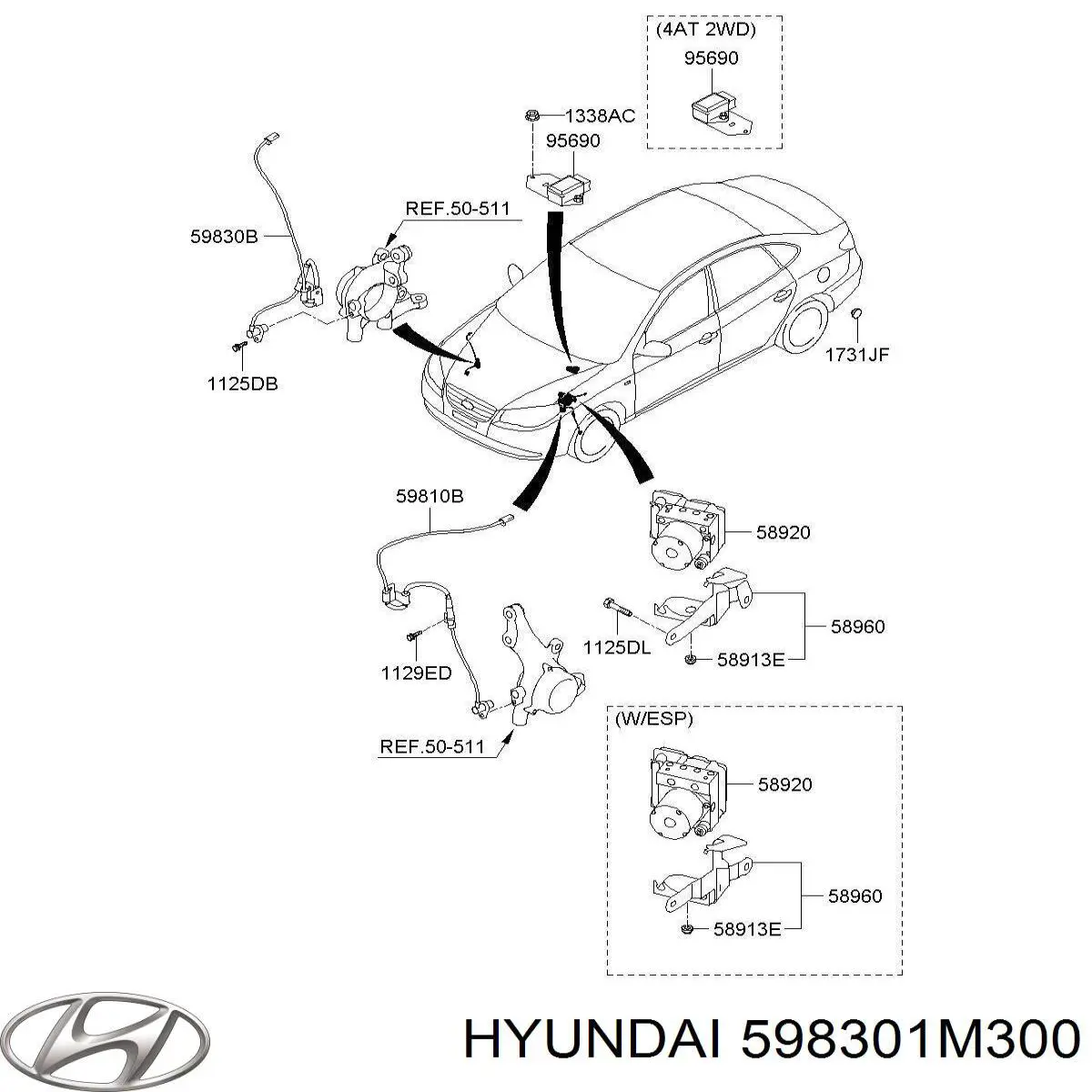 598301M300 Hyundai/Kia Датчик АБС (ABC) передній, правий