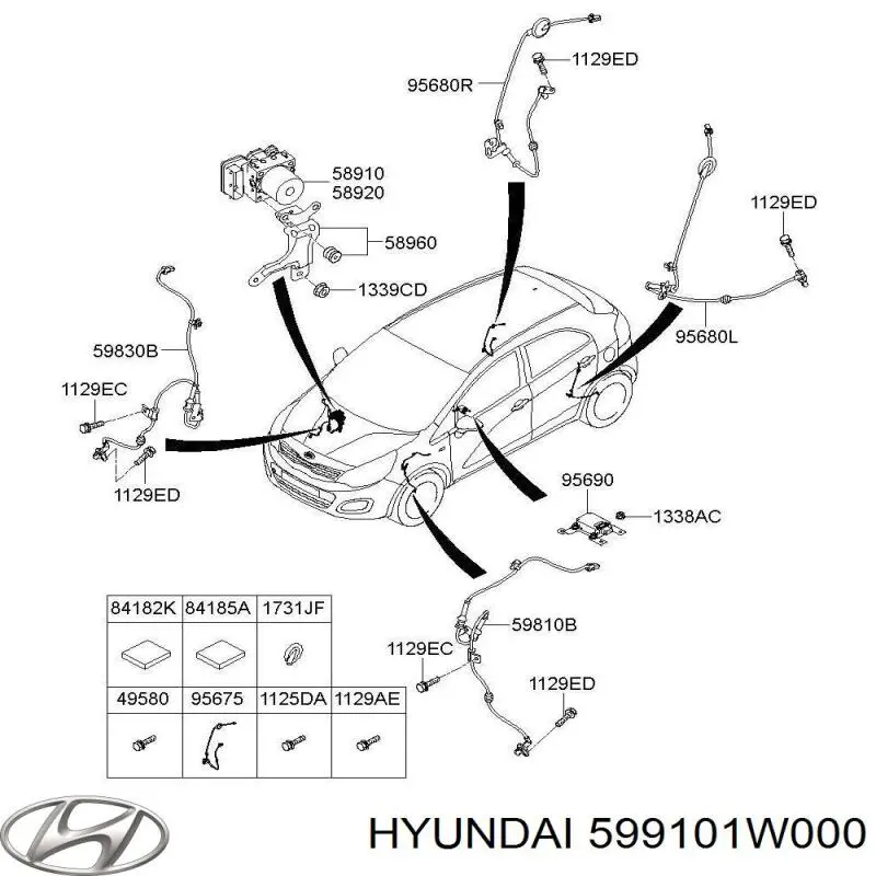 Датчик АБС задній лівий Hyundai/Kia 599101W000 ціна, від 17.14 USD