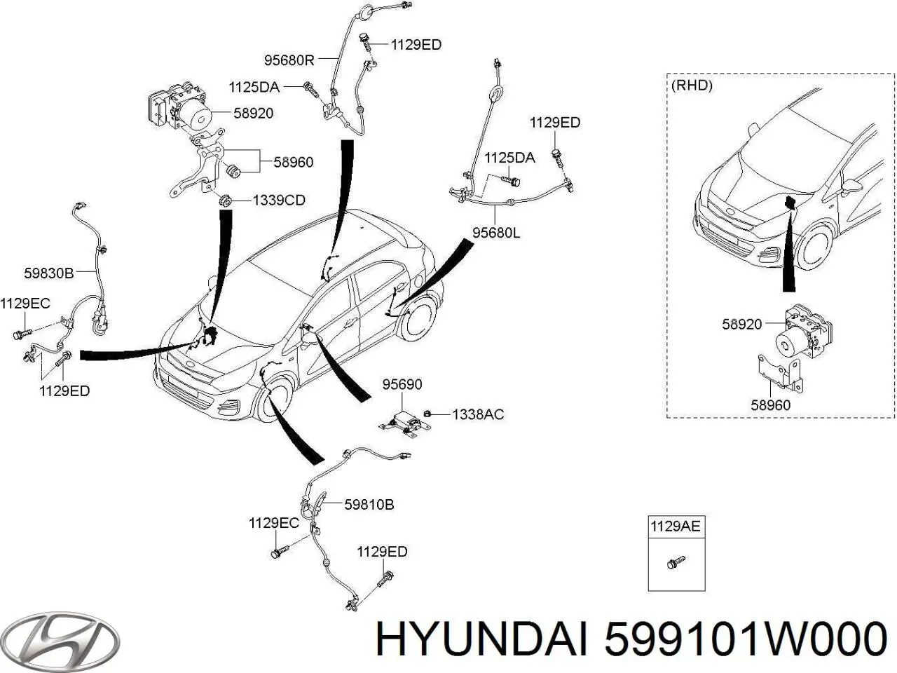 599101W000 Hyundai/Kia Датчик ABS задній лівий