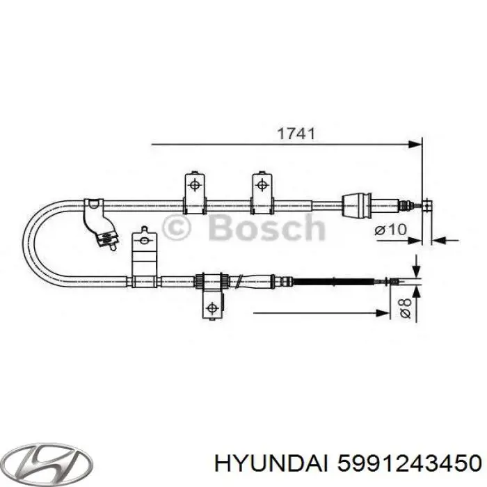 Трос ручника задній правий Hyundai/Kia 5991243450