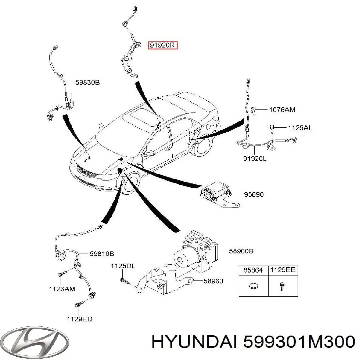 Датчик ABS задній правий Hyundai/Kia 599301M300 ціна, від 8.90 USD