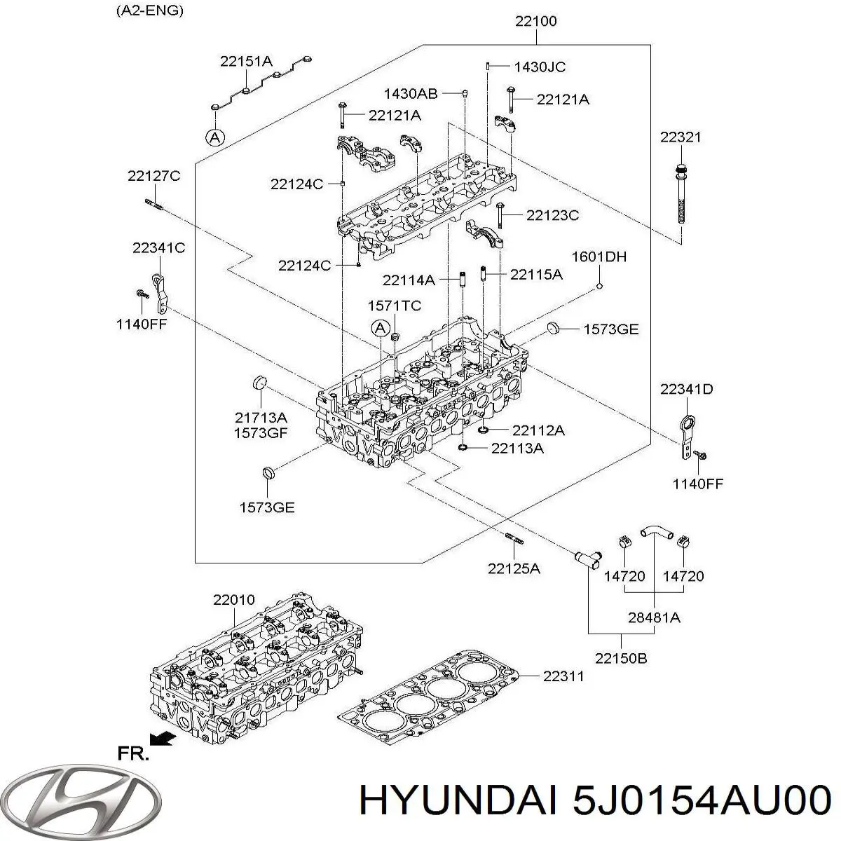 5J0254AU00 Hyundai/Kia головка блока циліндрів (гбц)