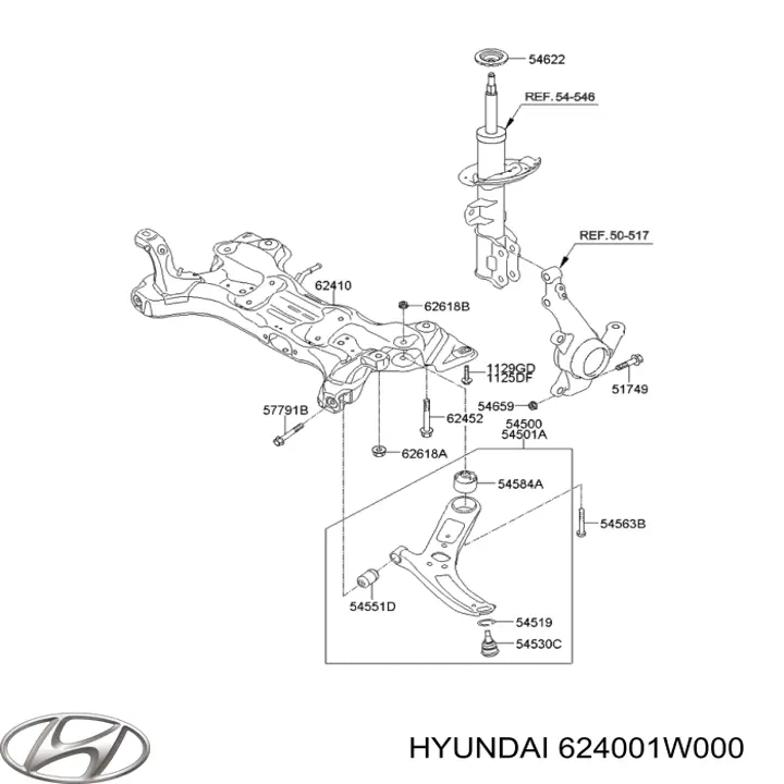 Підрамник передньої підвіски Hyundai/Kia 624001W000 ціна, від 163.12 USD