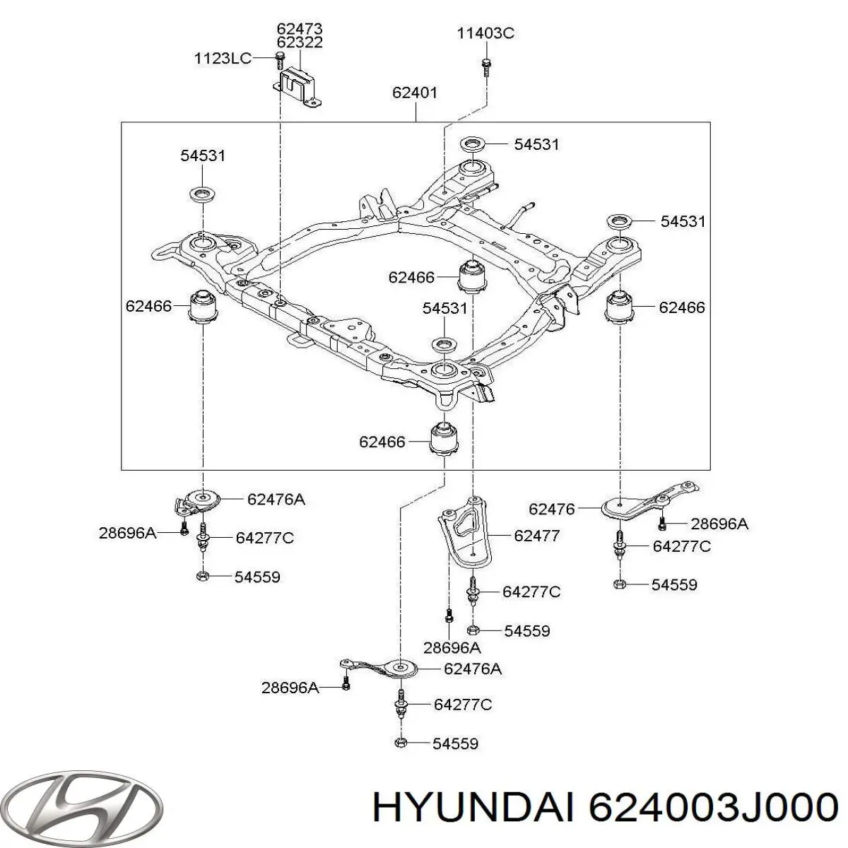 Підрамник передньої підвіски Hyundai Veracruz позашляховик (2006 - 2014) ціна, від 312.94 USD