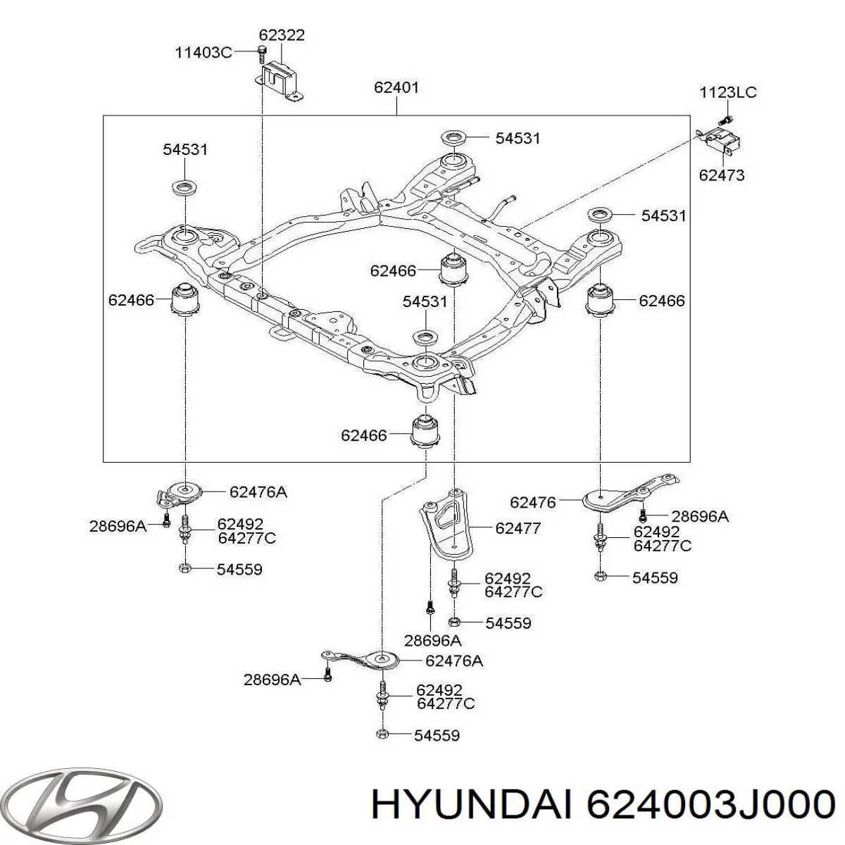 624003J000 Hyundai/Kia балка передньої підвіски, підрамник