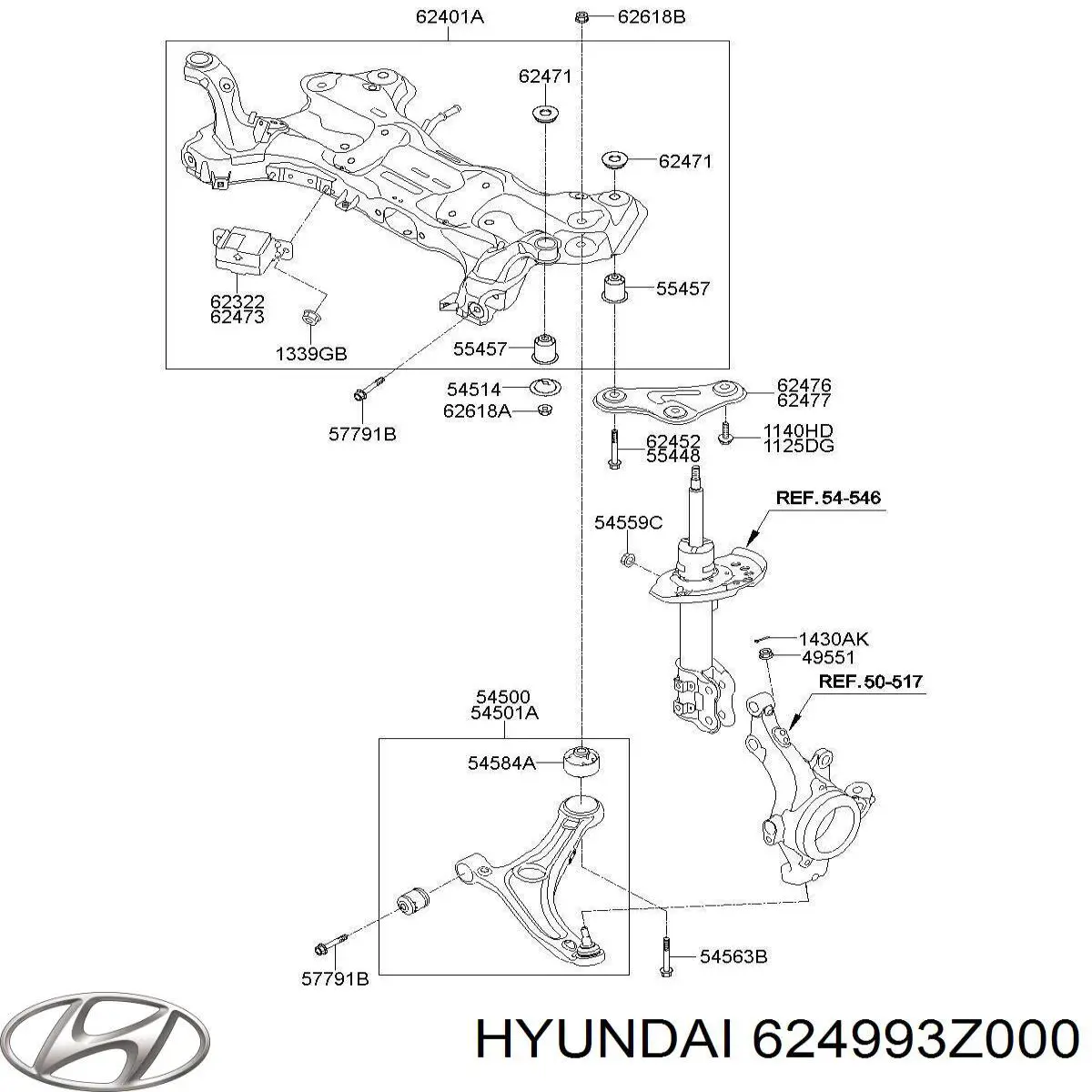 624993Z000 Hyundai/Kia амортизатор-демпфер передньої балки