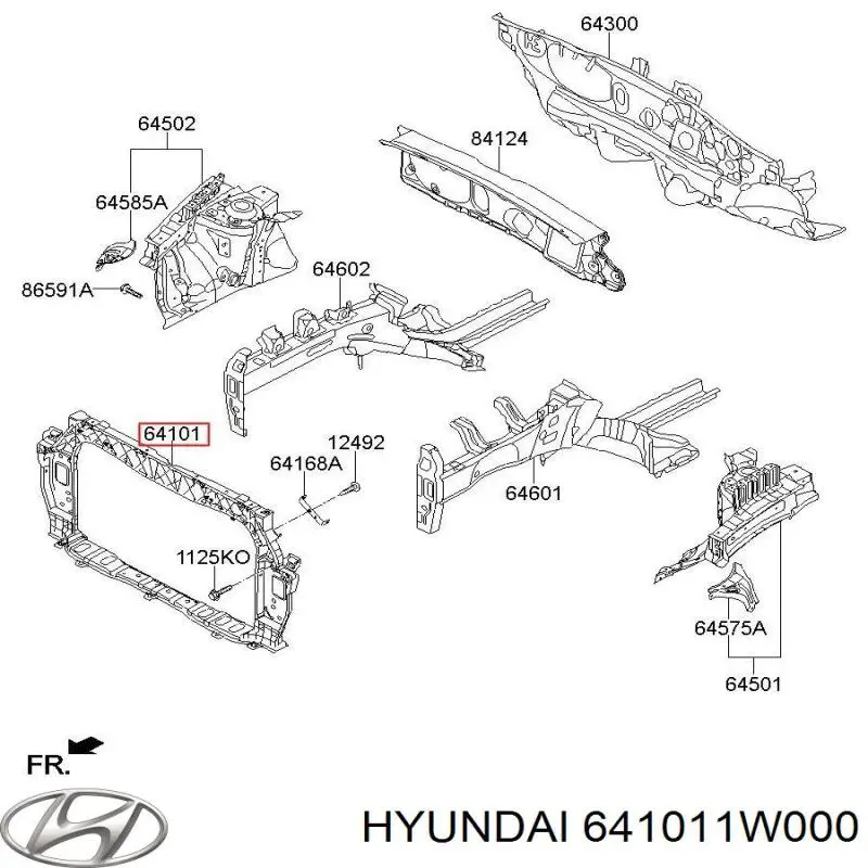 641011W000 Hyundai/Kia супорт радіатора в зборі/монтажна панель кріплення фар
